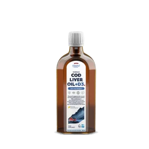 Norwegian Cod Liver Oil + D3, 1000mg Omega 3 (Lemon) - 250 ml d'Osavi