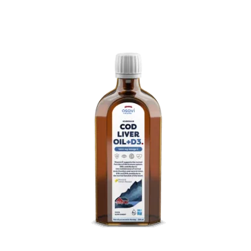 Norwegian Cod Liver Oil + D3, 1000mg Omega 3 (Lemon) - 250 ml d'Osavi