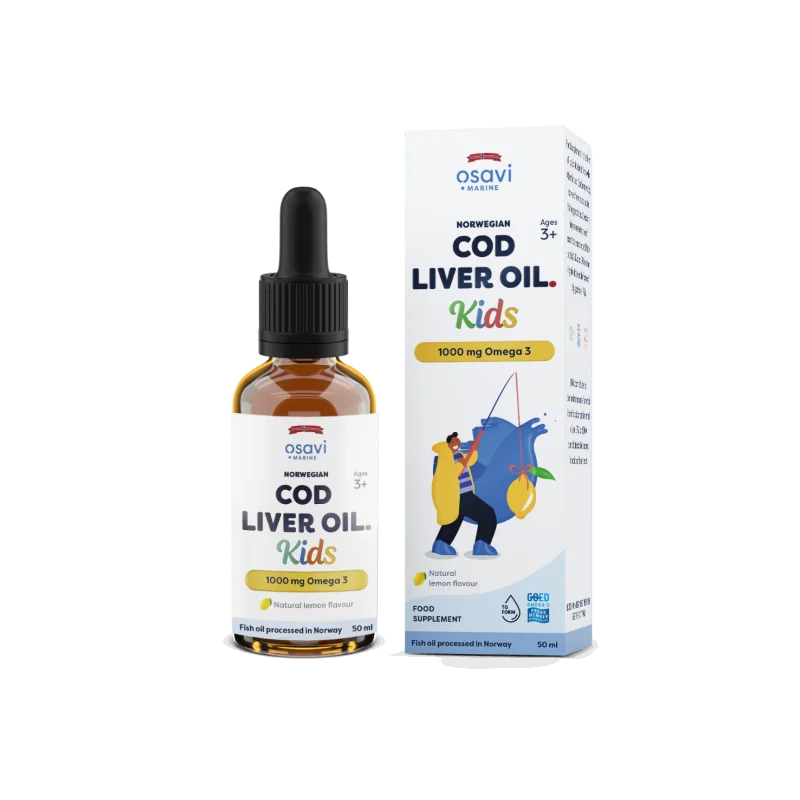 Norwegian Cod Liver Oil Kids - 1000mg Omega 3 (Lemon) - 50 ml - Osavi