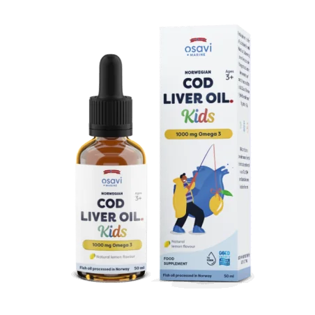 Norwegian Cod Liver Oil Kids - 1000mg Omega 3 (Lemon) - 50 ml d'Osavi