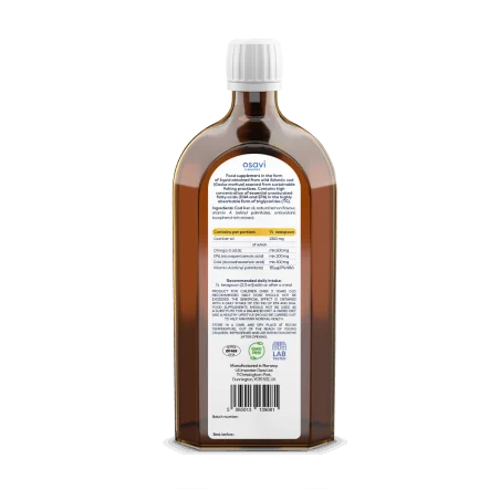 Norwegian Cod Liver Oil Kids - 500mg Omega 3 (Lemon) - 250 ml - Osavi