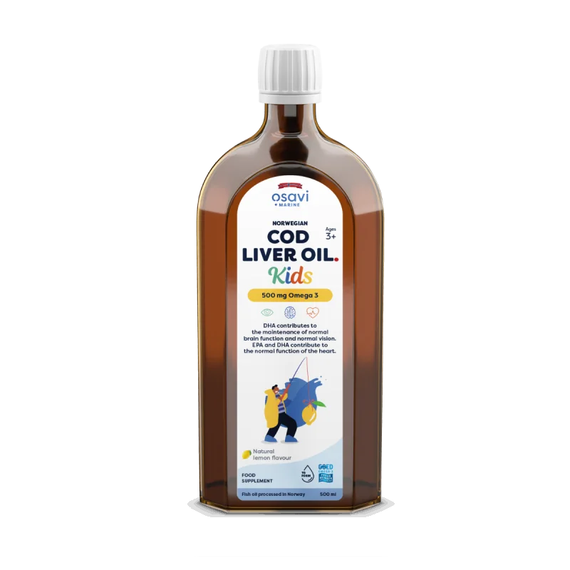 Norwegian Cod Liver Oil Kids - 500mg Omega 3 (Lemon) - 500 ml - Osavi