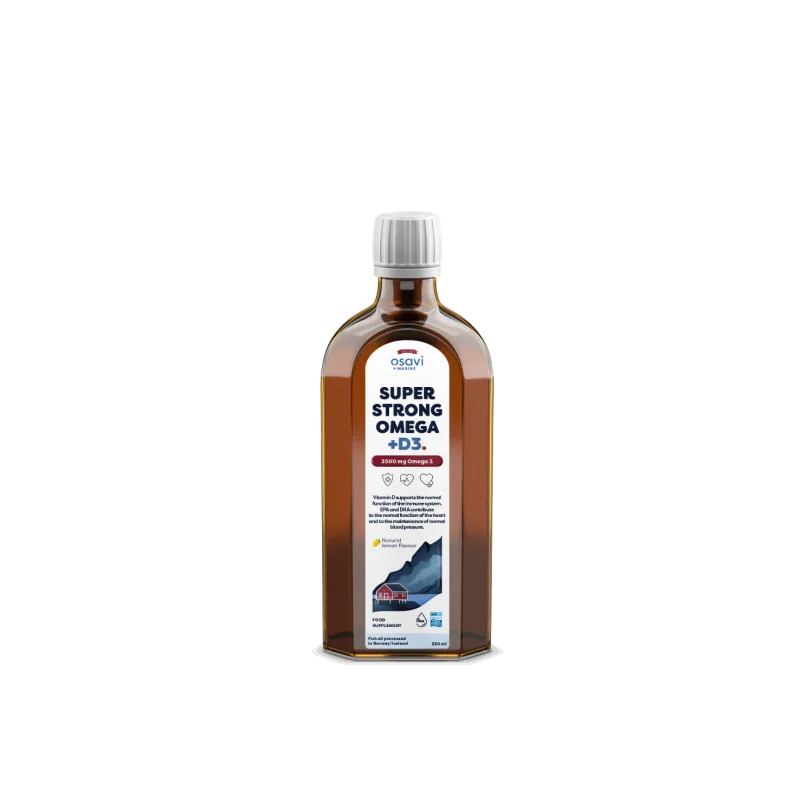 Super Strong Omega + D3, 3500mg Omega 3 (Lemon) - 250 ml - Osavi Super Strong Omega + D3, 3500mg Omega 3 (Lemon) - 250 ml - Osavi