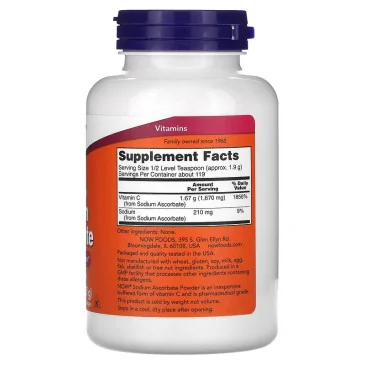 Sodium Ascorbate, Powder Buffered - 227 grams de NOW Foods pas cher