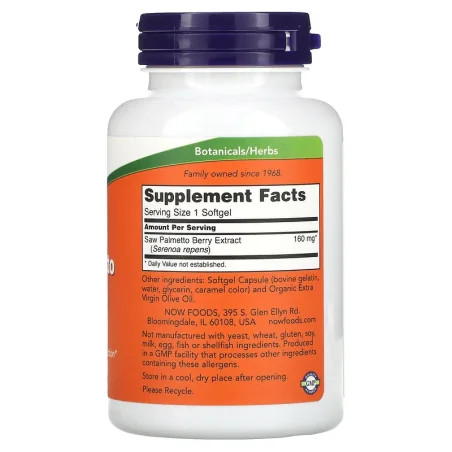 Saw Palmetto Extract - 160mg - 240 softgels - NOW Foods