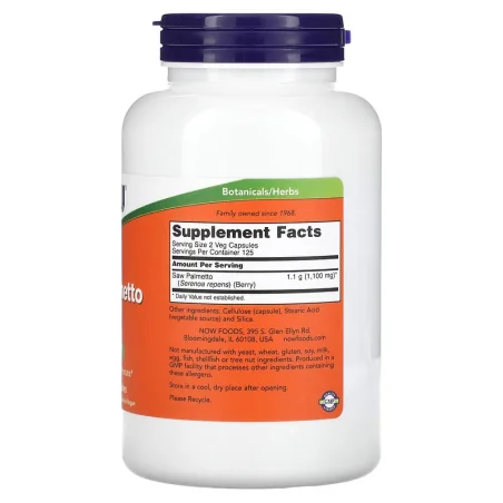 Saw Palmetto Berries - 550mg - 250 vcaps - NOW Foods