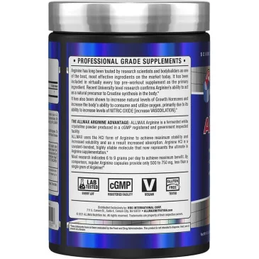 Arginine HCl - 400 grams d'AllMax Nutrition pas cher - Nutriwellness