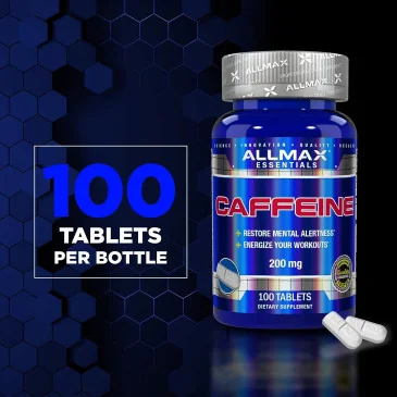 Caffeine, 200mg - 100 tablets d'AllMax Nutrition pas cher