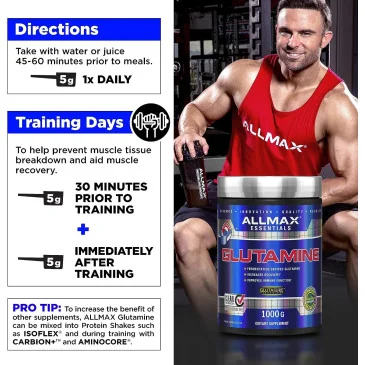 Glutamine - 400 grams d'AllMax Nutrition pas cher - Nutriwellness