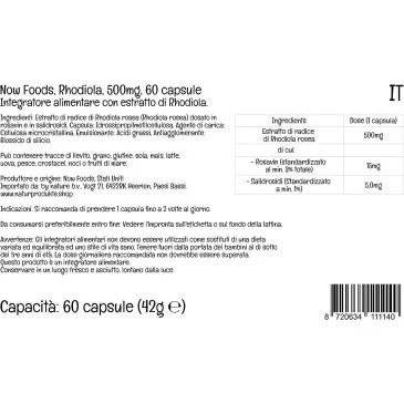Rhodiola, 500mg - 60 vcaps de NOW Foods pas cher - Nutriwellness