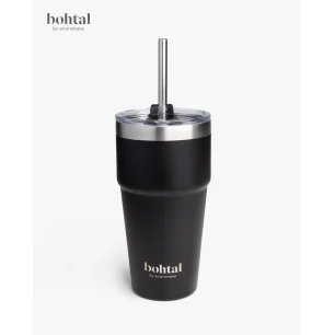 Bohtal Double Insulated Travel Mug with Straw, Black 600ml SmartShake