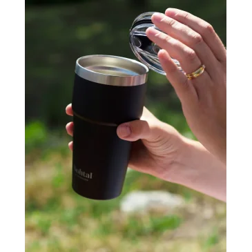 Bohtal Double Insulated Travel Mug with Straw, Black 600ml SmartShake