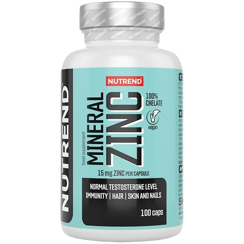 Mineral Zinc 100% Chelate, 15mg - 100 vcaps - Nutrend
