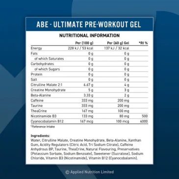 ABE - All Black Everything Gel - 20 x 60g d'Applied Nutrition pas cher