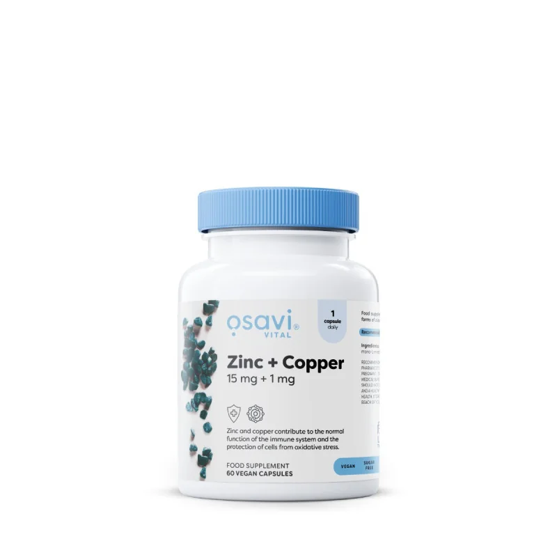 Zinc + Copper, 15mg + 1mg - 60 vegan caps - Osavi