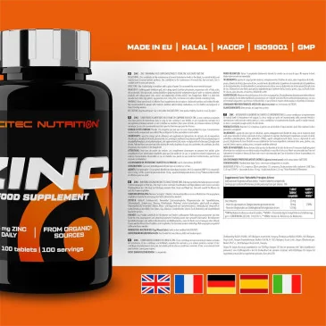 Zinc 25mg 100 comprimés de Scitec Nutrition pas cher - Nutriwellness