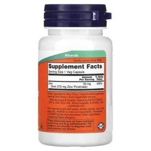 Zinc Picolinate - 50mg - 60 vcaps - NOW Foods