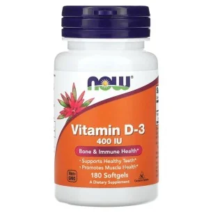 Vitamin D-3 - 400 IU - 180 softgels de NOW Foods pas cher