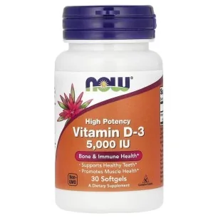 Vitamin D-3 - 5000 IU - 30 softgels de NOW Foods pas cher