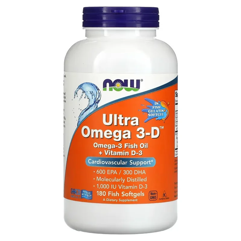 Ultra Omega 3-D with Vitamin D-3 - 180 softgels - NOW Foods