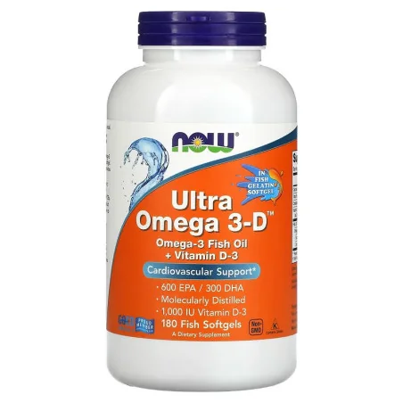 Ultra Omega 3-D with Vitamin D-3 - 180 softgels de NOW Foods pas cher