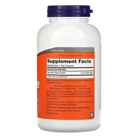 Taurine 1000mg (250) - Now Foods