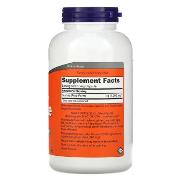 Taurine 1000mg (250) de Now Foods - Nutriwellness