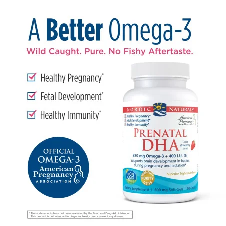 Prenatal DHA - 830mg Omega-3 + 400 IU D3 Strawberry - 90 softgels - Nordic Naturals