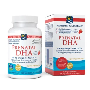 Prenatal DHA - 830mg Omega-3 + 400 IU D3 Strawberry - 90 softgels