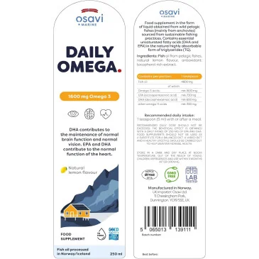 Daily Omega - 1600mg Omega 3 (Natural Lemon) d'Osavi pas cher