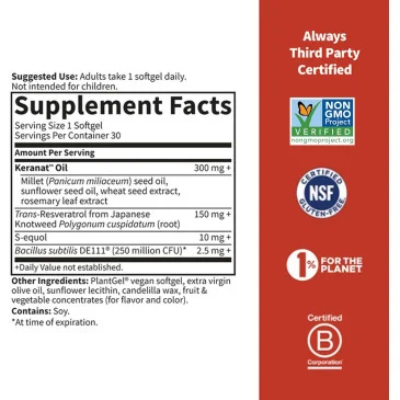 Herbals Menopause + Hair Growth - 30 vegan softgels de Garden of Life