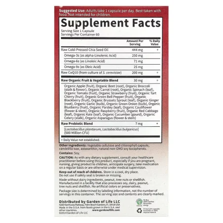 Raw CoQ10, 200mg - 60 vegan caps - Garden of Life