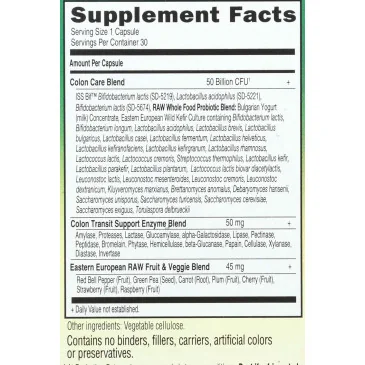 Raw Probiotics Colon Care - 30 vcaps de Garden of Life pas cher