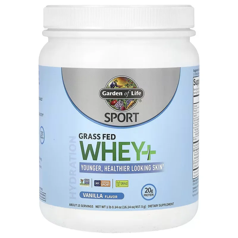 Sport Grass Fed Whey+ Skin, Vanilla - 457 grams - Garden of Life