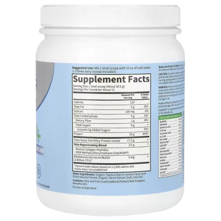 Sport Grass Fed Whey+ Skin, Vanilla - 457 grams - Garden of Life