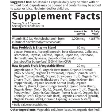 Vitamin Code Raw B-12 - 30 vegan caps de Garden of Life pas cher