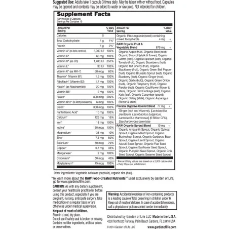 Vitamin Code Raw Prenatal - 30 vcaps - Garden of Life