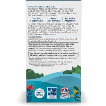 Arctic Cod Liver Oil - 750mg Lemon - 180 softgels de Nordic Naturals