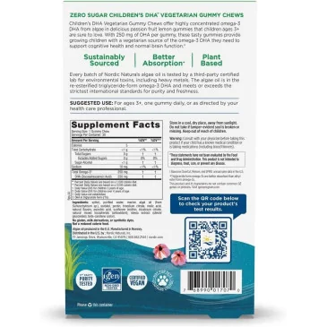 Children's DHA Vegetarian Gummy Chews, 250mg de  Nordic Naturals