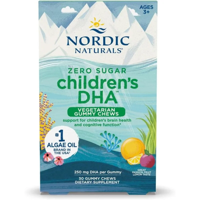 Children's DHA Vegetarian Gummy Chews, 250mg Passion Fruit Lemon - 30 gummies - Nordic Naturals