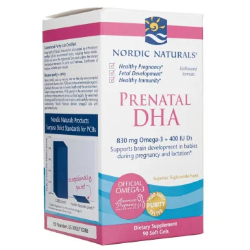 Prenatal DHA - 830mg Omega-3 + 400 IU D3 Unflavored Nordic Naturals