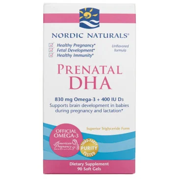 Prenatal DHA - 830mg Omega-3 + 400 IU D3 Unflavored Nordic Naturals