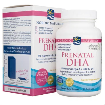 Prenatal DHA - 830mg Omega-3 + 400 IU D3 Unflavored Nordic Naturals
