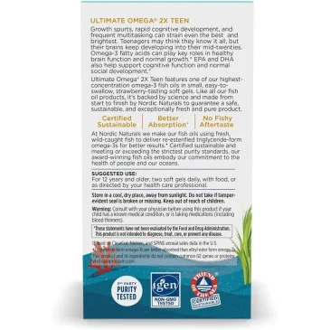 Ultimate Omega 2X Fish Oil TEEN, Strawberry - Nordic Naturals