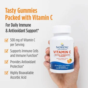 Vitamin C Extra Strength Gummies, Tangerine - Nordic Naturals