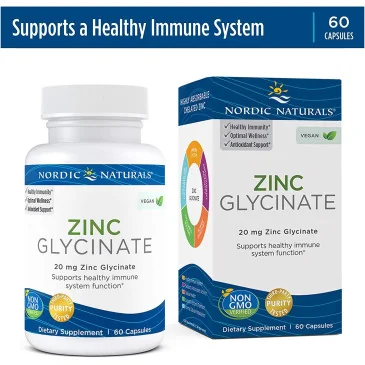 Zinc Glycinate, 20mg - 60 caps de Nordic Naturals pas cher