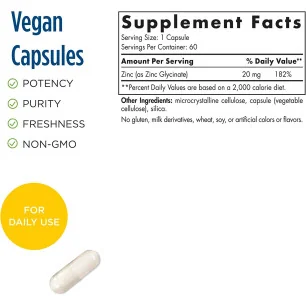 Zinc Glycinate, 20mg - 60 caps - Nordic Naturals