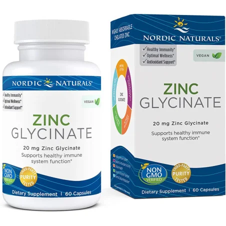 Zinc Glycinate, 20mg - 60 caps de Nordic Naturals pas cher