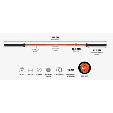 Barre Nike Coated Premium 20 kg - SWOOSH pas cher