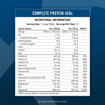 Complete Protein, Vanilla - 450 grams d'Applied Nutrition